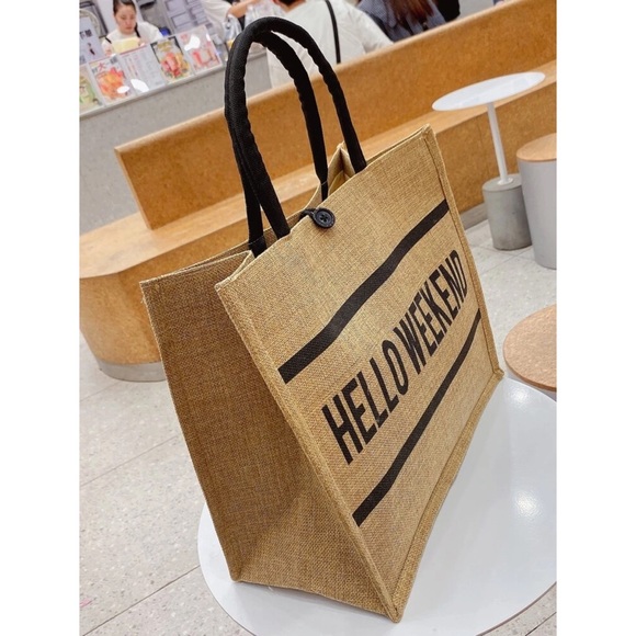 Hello Weekend Graphic Top Handle Tote Bag - Picture 3 of 6